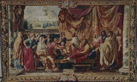 Gobelin da N. Poussin, Mosè fanciullo calpesta la corona del faraone, 1680-85, Parigi